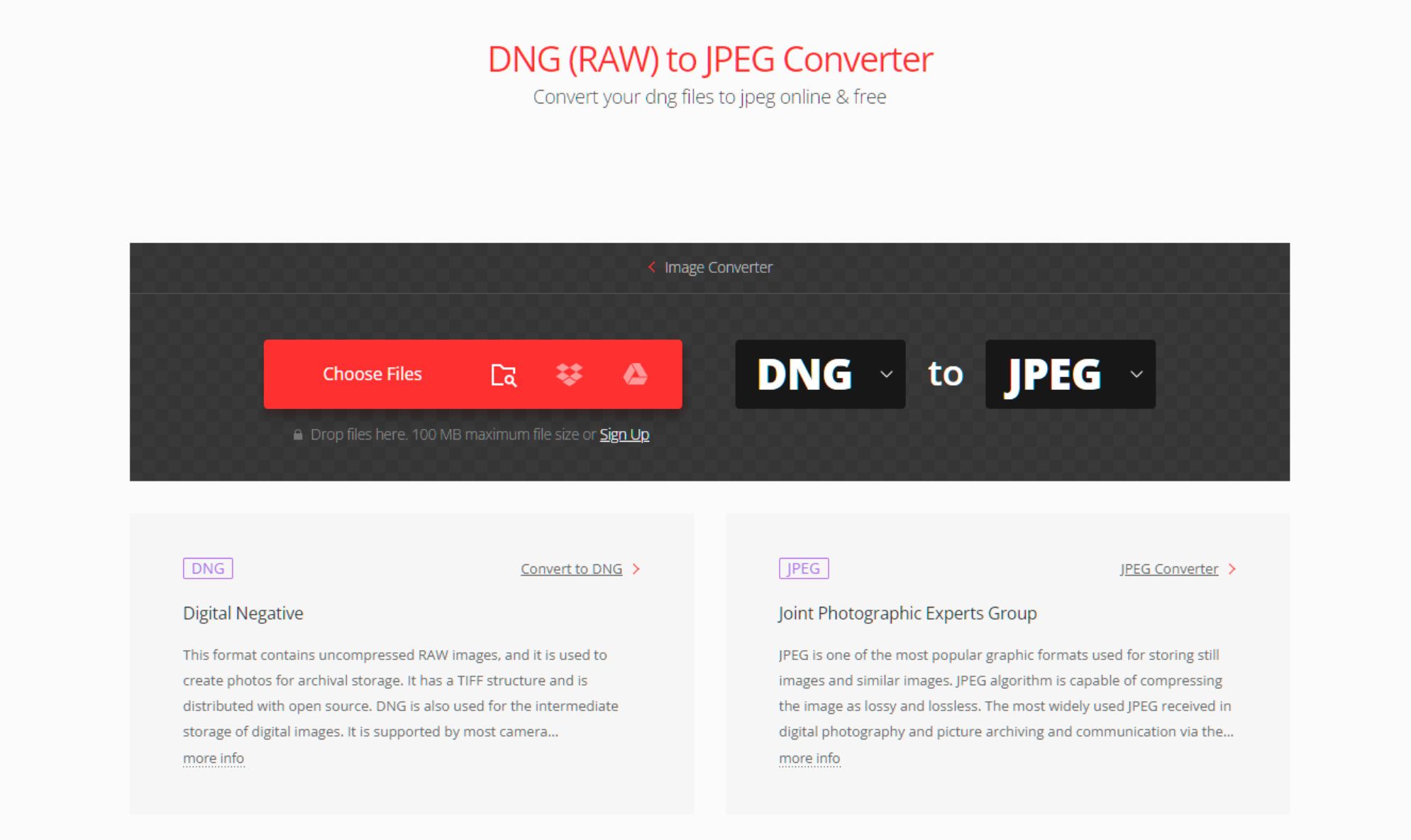 App convertitore gratuito da DNG a JPEG..