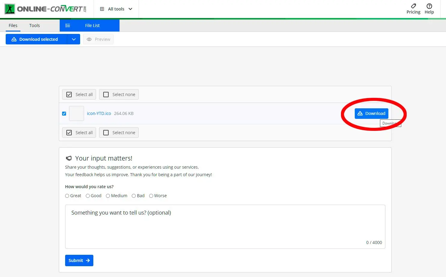Scarica il tuo file ICO..
