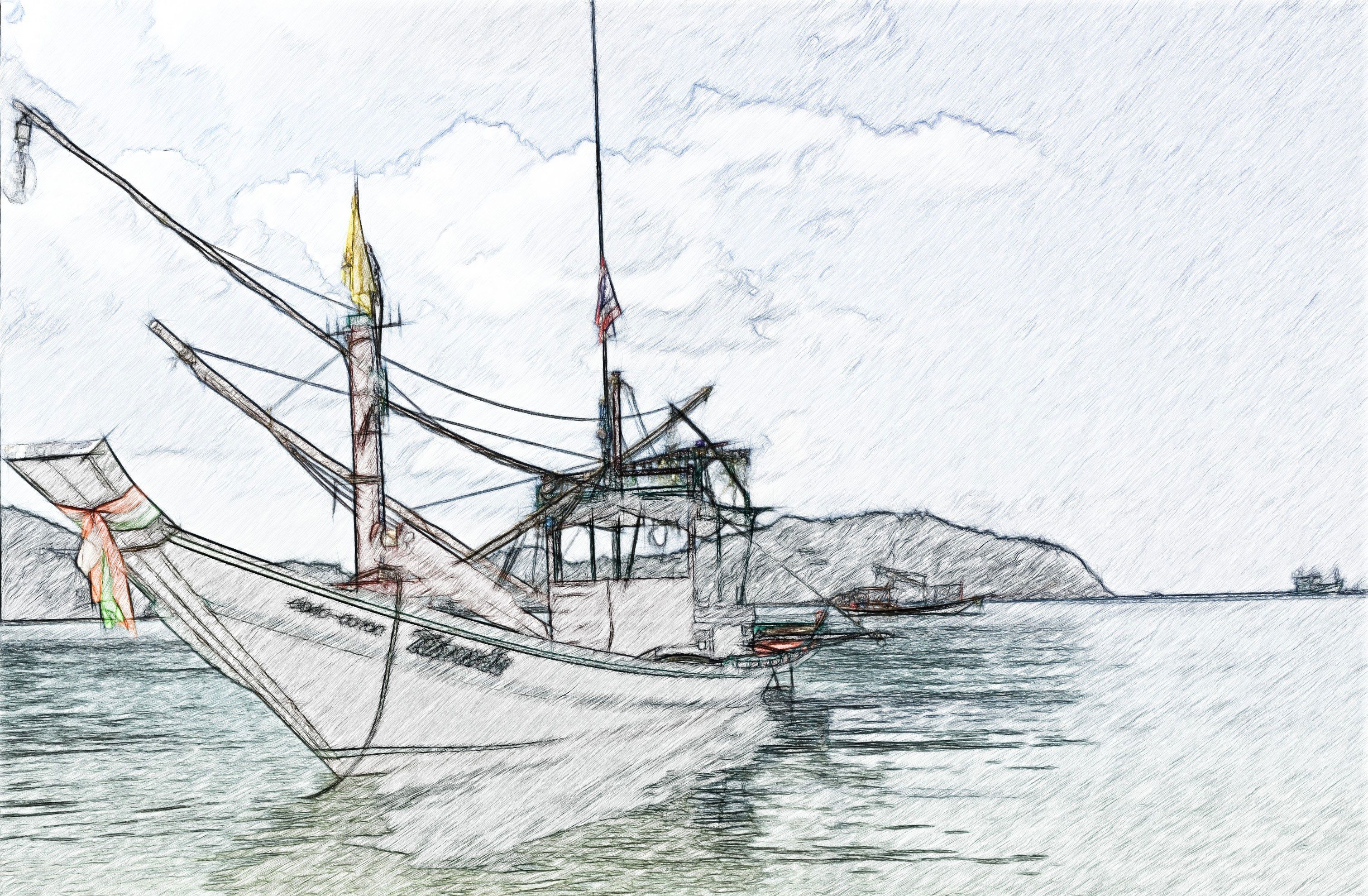 Converti immagine di una barca in disegno..