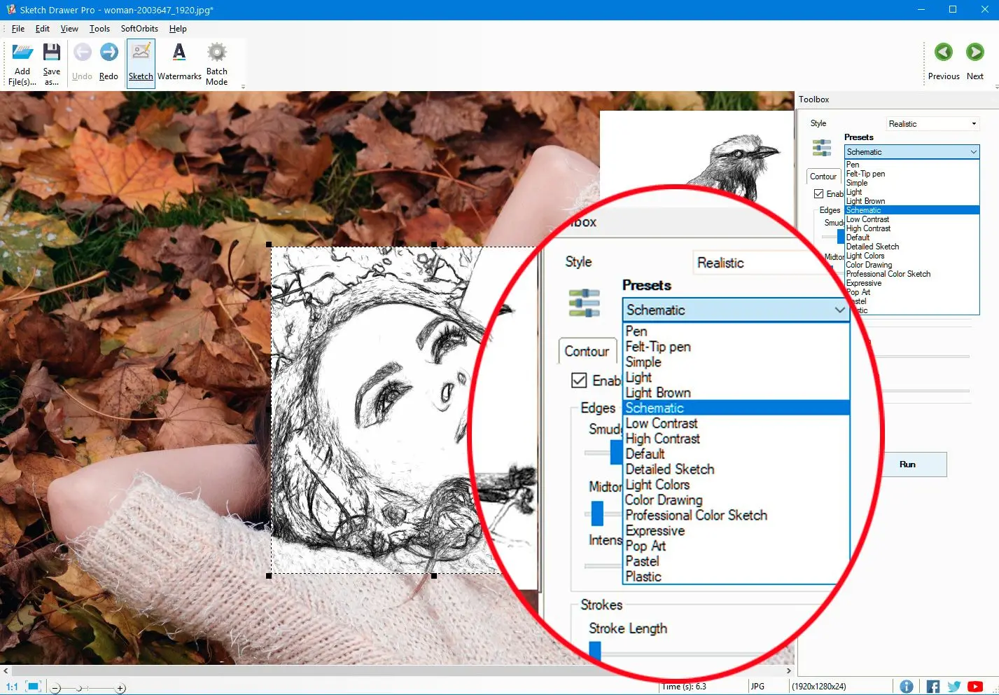 Sketch Drawer: Seleziona il preset del disegno..