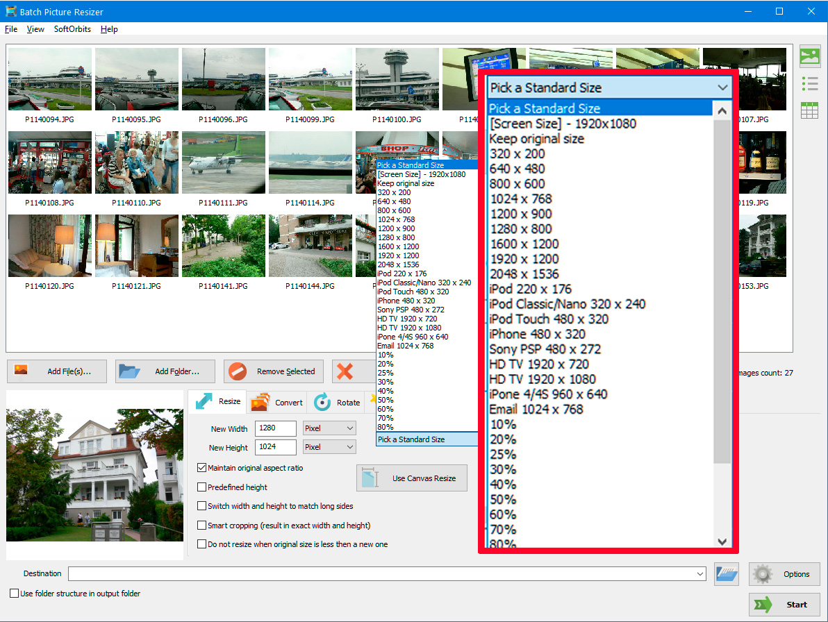 Set size of photos.