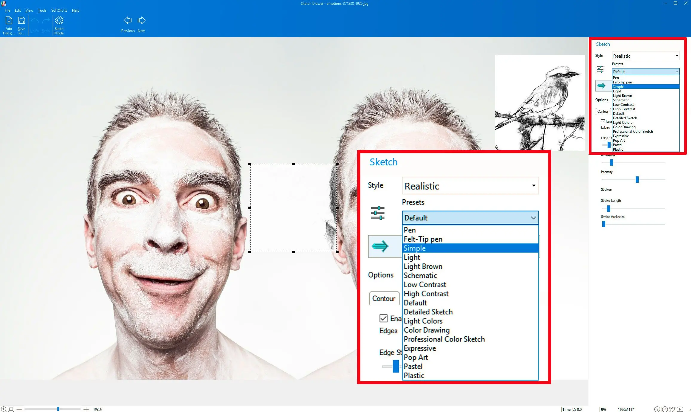 Seleziona il preset di Picture Outline Maker..