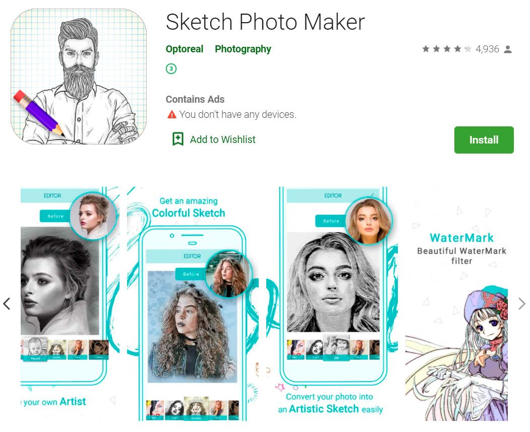 App Optoreal Sketch Maker..