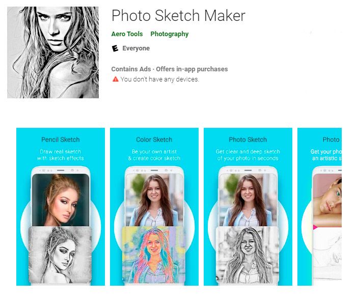 Photo sketch maker, app per convertire foto in disegni a linee..