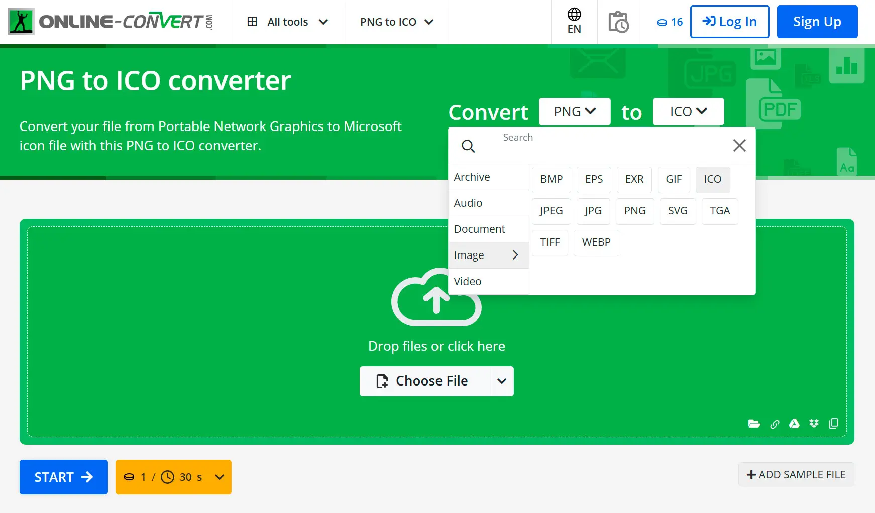 Online-Convert.com: crea icona da png..