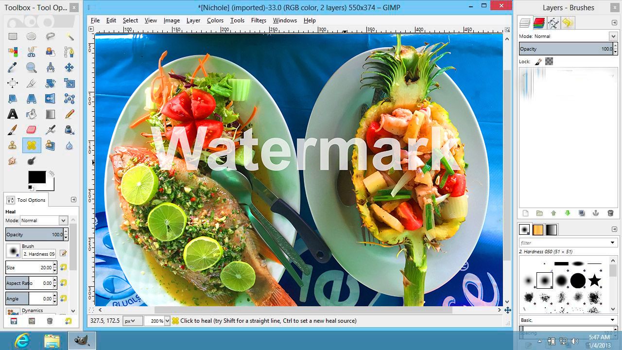 Rimuovi il watermark in GIMP..