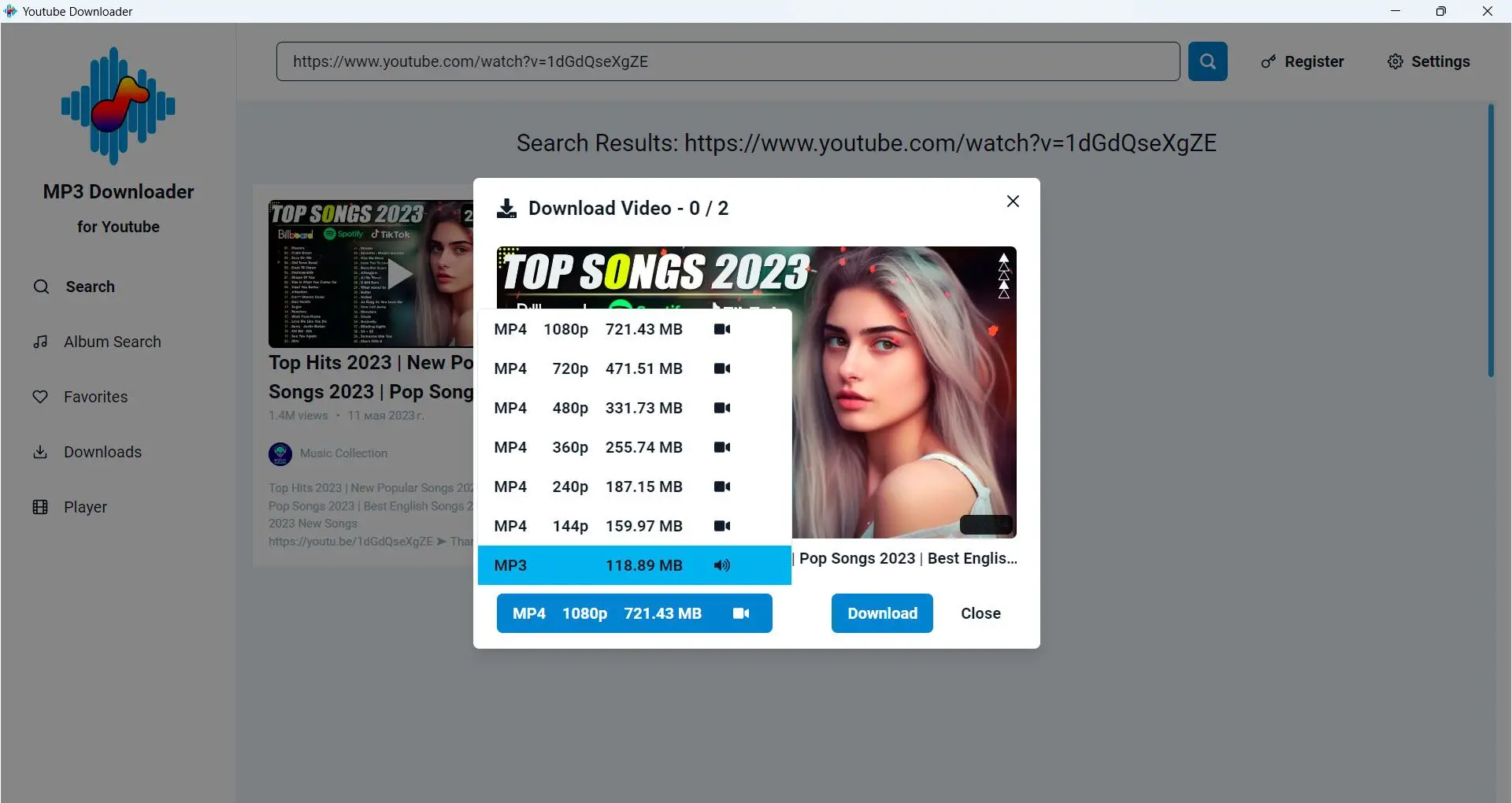 MP3 Downloader for Youtube Screenshot.