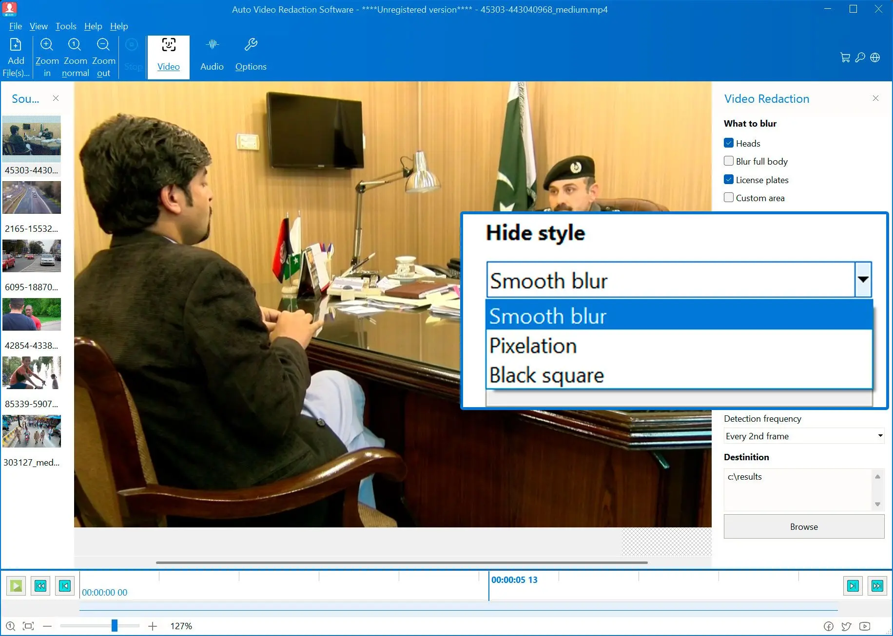 Scegli uno Stile di Sfocatura.