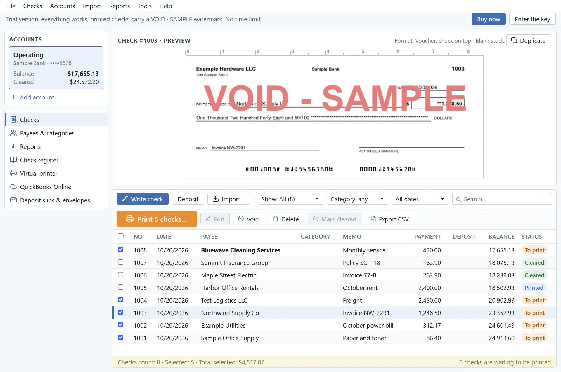 CheckSprint - Check Printing Software for Payroll, Personal, Business Screenshot.