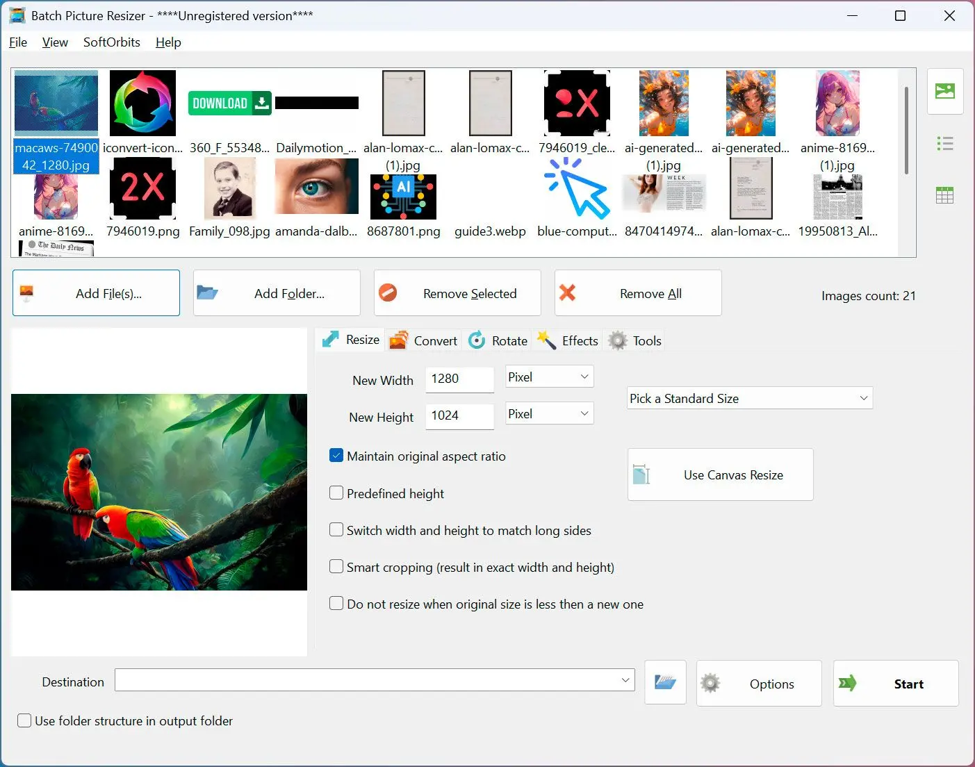 Batch Picture Resizer: Screenshot.