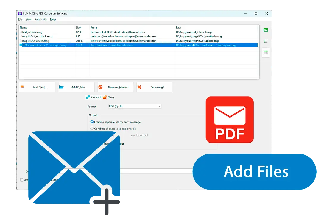 Aggiungi i tuoi file email.