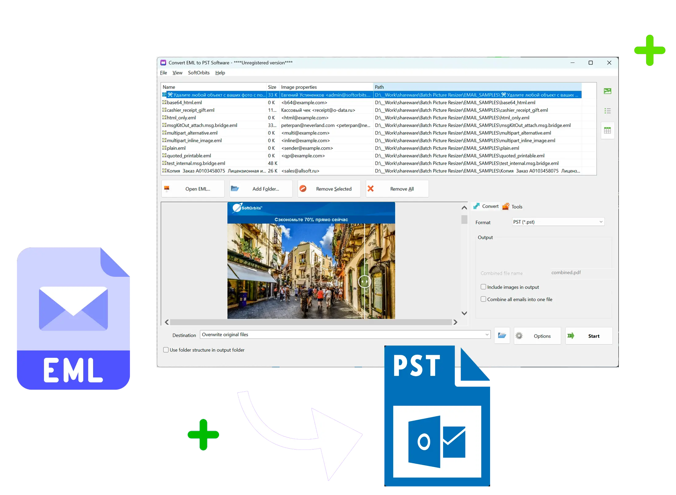 EML to PST Converter Software Screenshot.