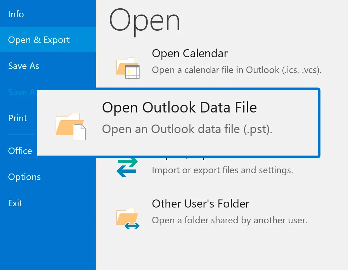 Apri il PST in Outlook.