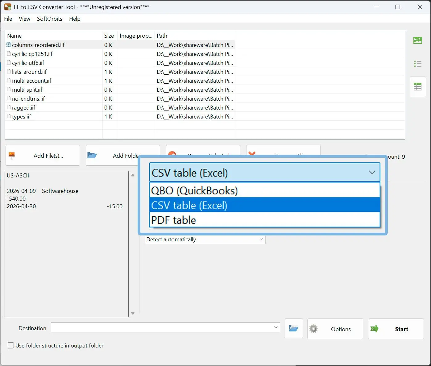 Seleziona il formato CSV e genera il file.
