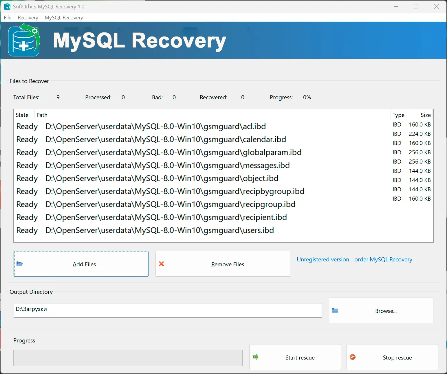 Aggiungi File di Database.