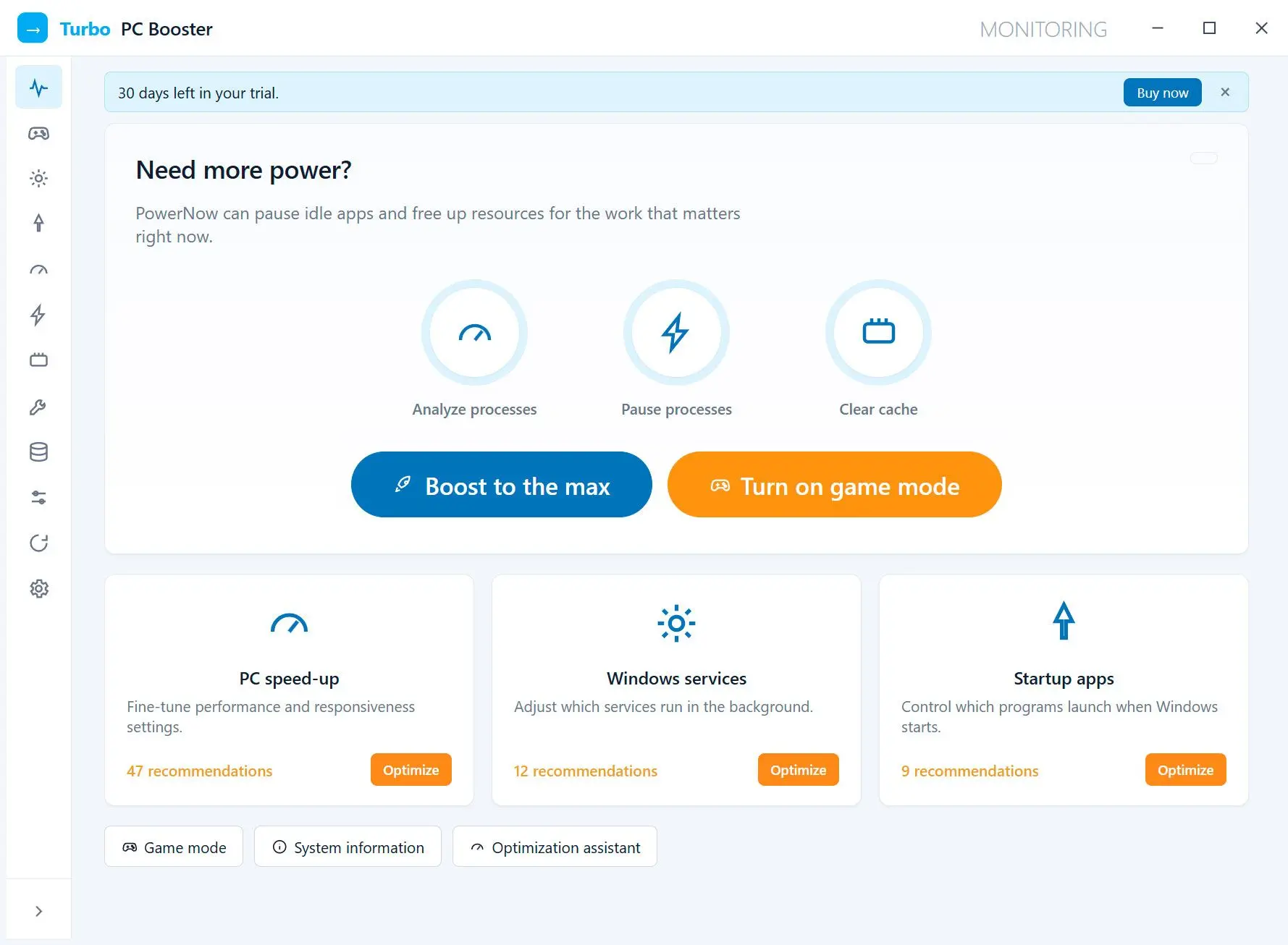 Turbo PC Optimizer Screenshot.