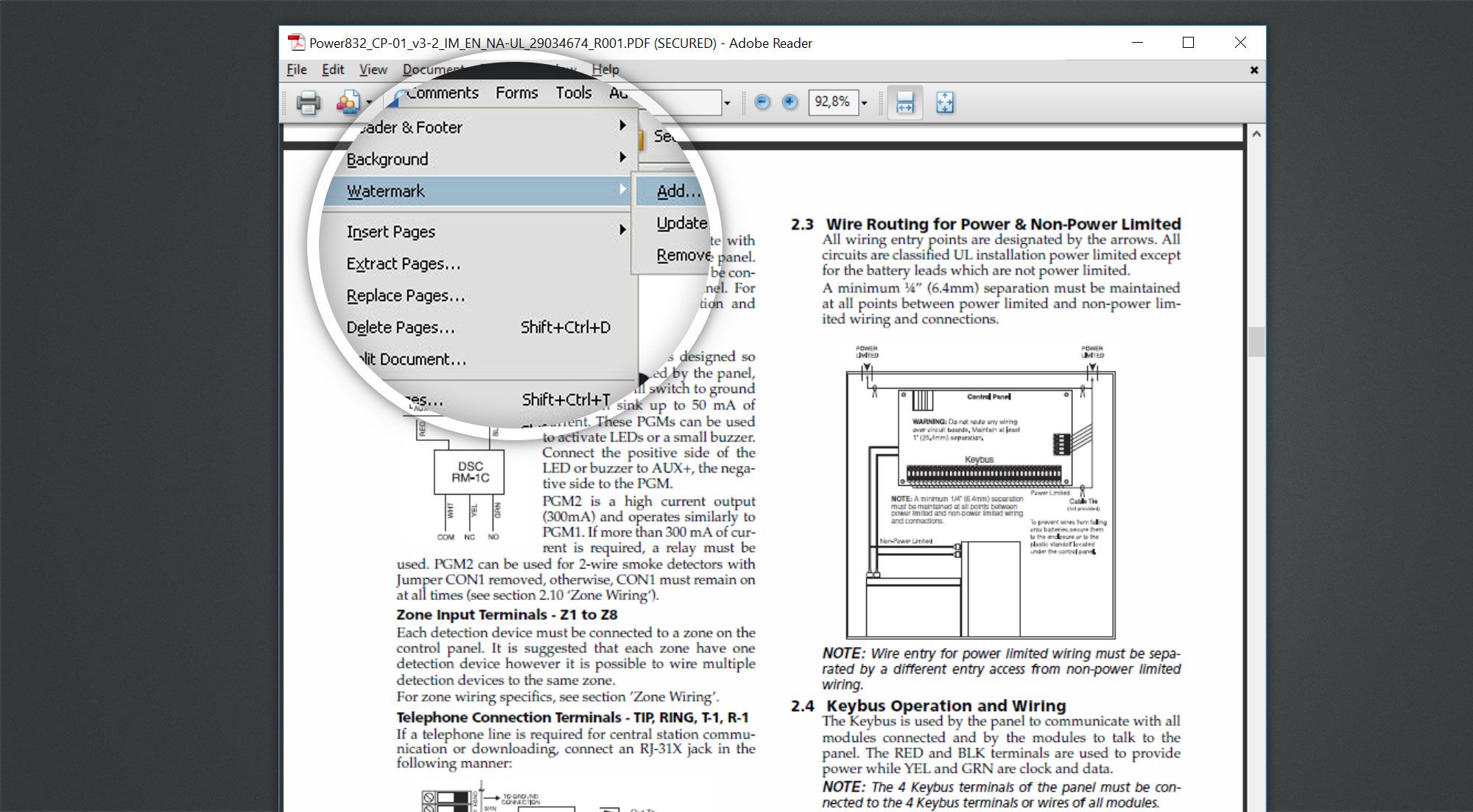 Rimuovi filigrana da PDF usando Adobe Acrobat Reader.