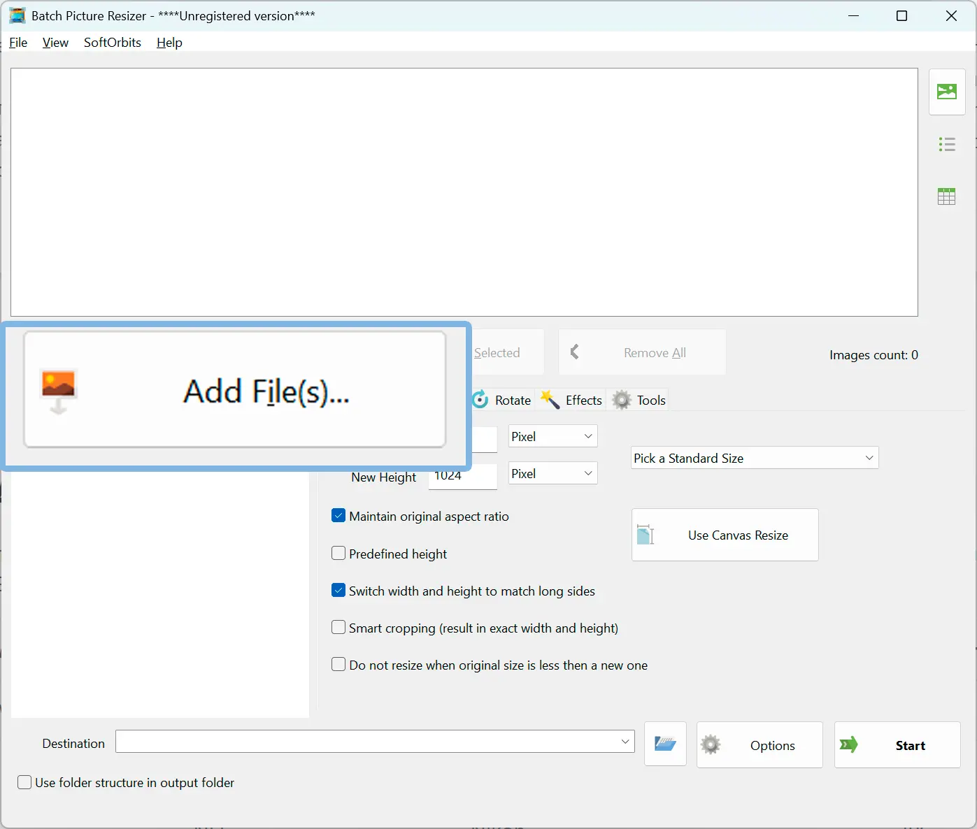 Aggiungere i file RW2.
