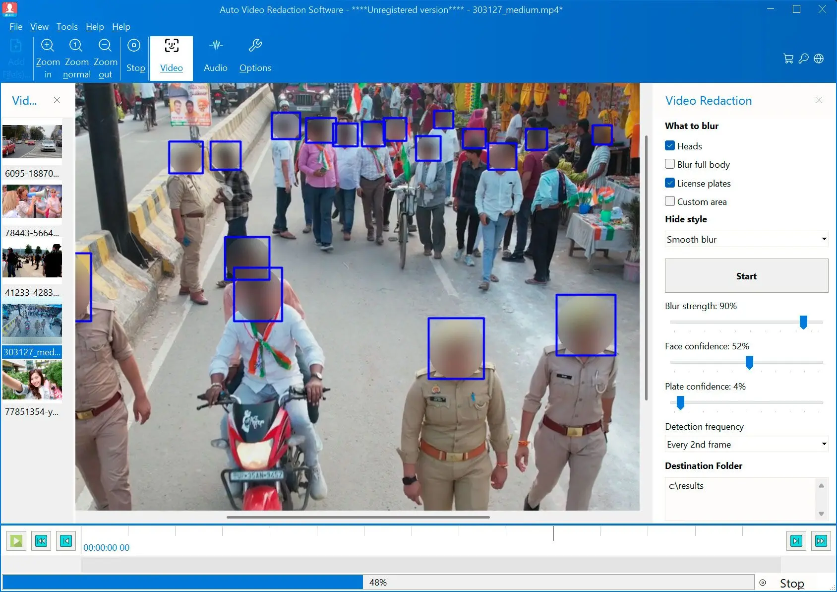 Censurare un singolo video o eseguire in modalità batch.