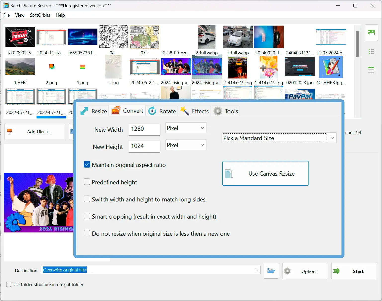 Aggiungere i file WebP.