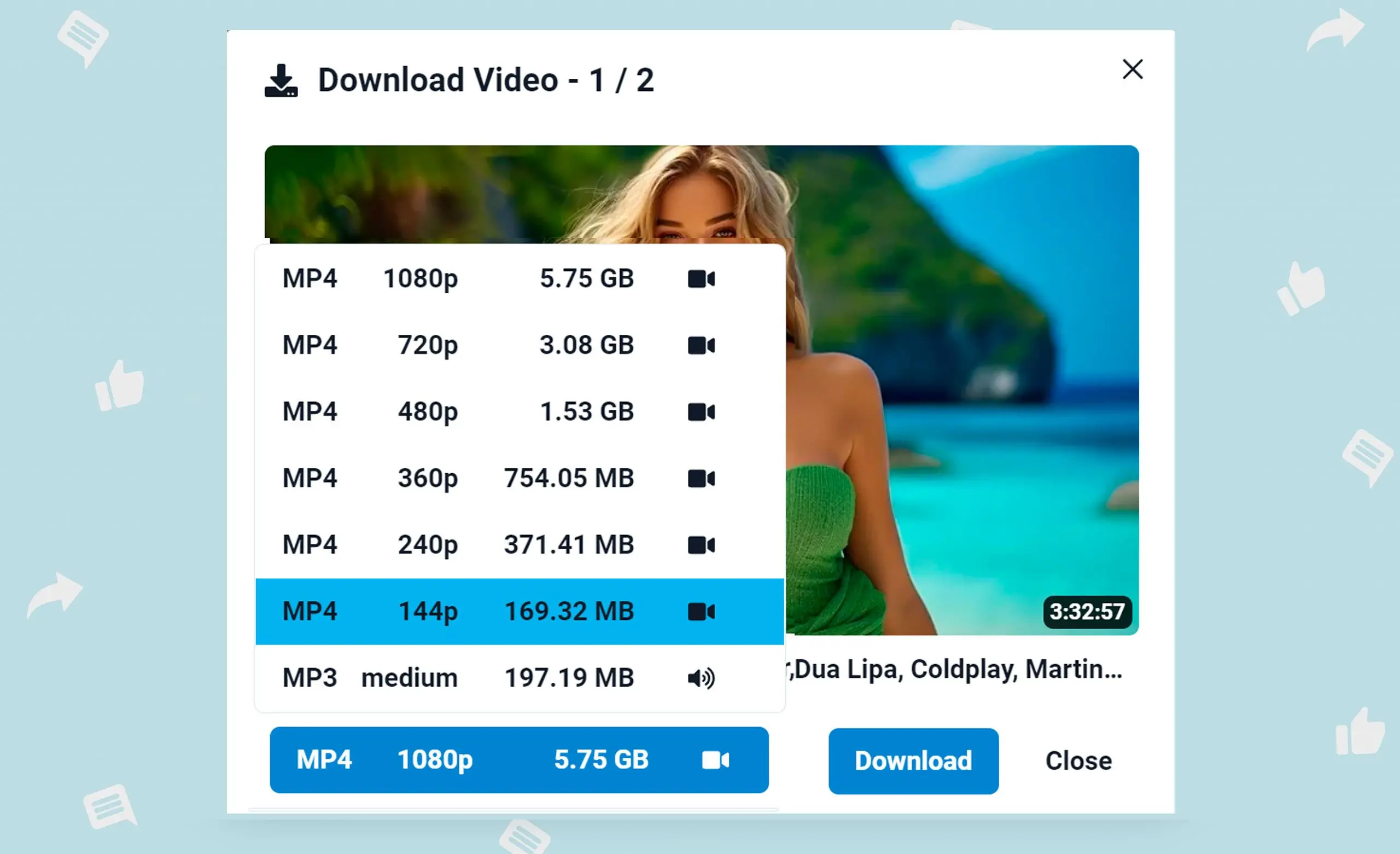Selezione flessibile del formato video e audio.