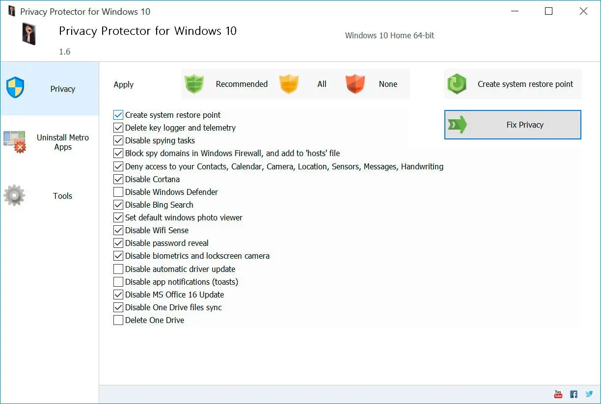 Privacy Protector for Windows 11 Screenshot.