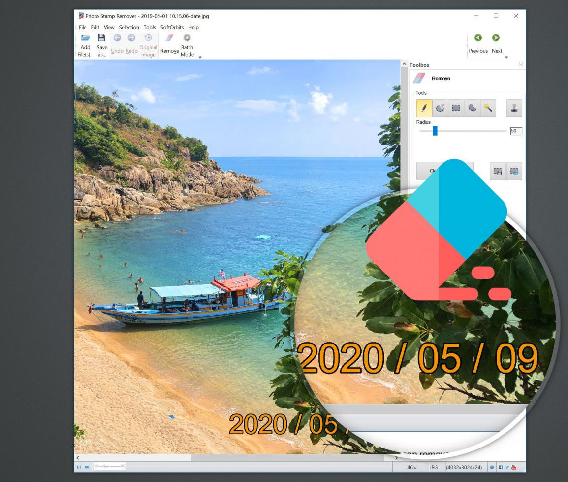 rimuovi la data dalla foto.